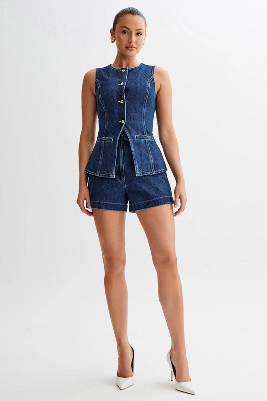 DENIM TWO PIECE VEST SET