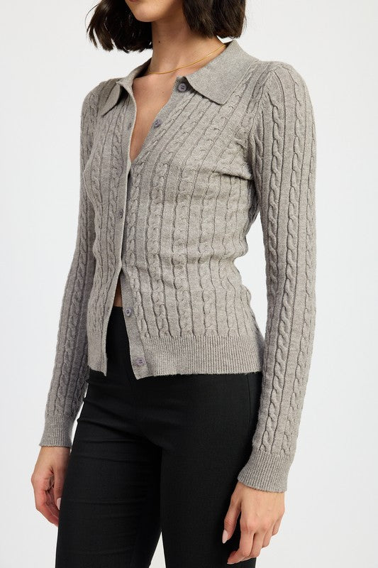 HAZE CABLE KNIT CARDIGAN TOP