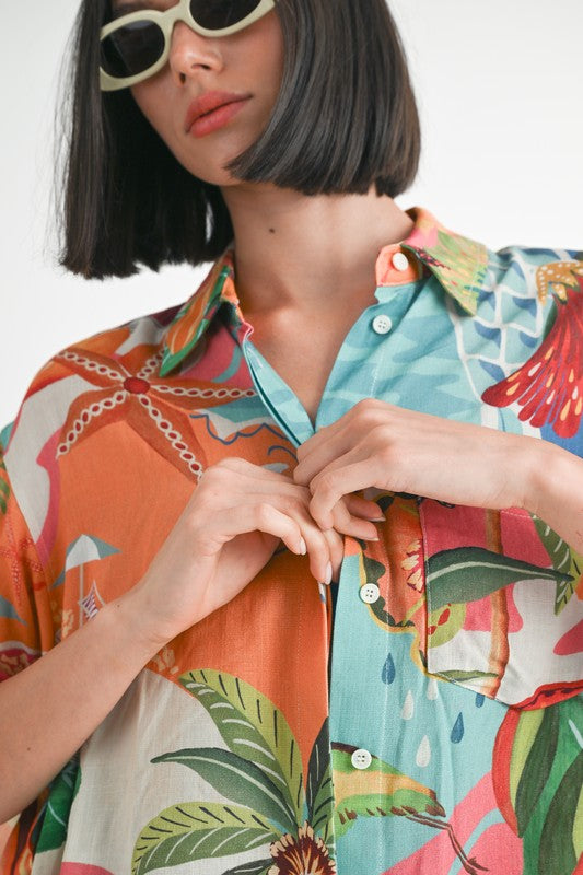 TROPICAL OVERSIZED CAMP SHIRT