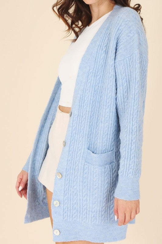 Baby Blue Cable Knitted Cardigan