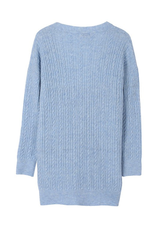 Baby Blue Cable Knitted Cardigan