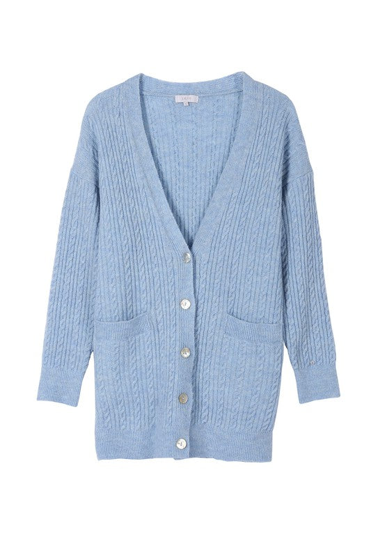 Baby Blue Cable Knitted Cardigan