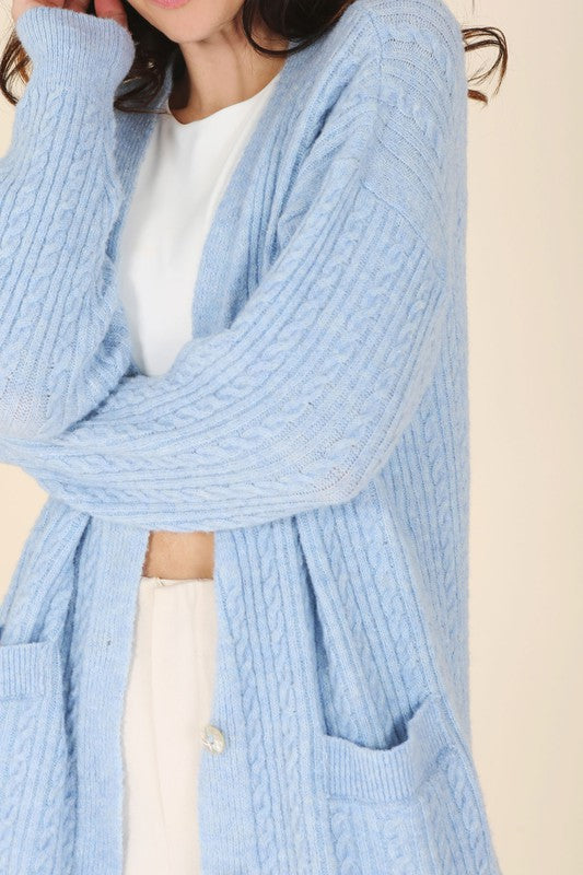 Baby Blue Cable Knitted Cardigan